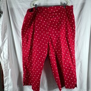 Vintage  Womens Red Nautical Seashell Starfish Print Cropped Capri Pants 26W